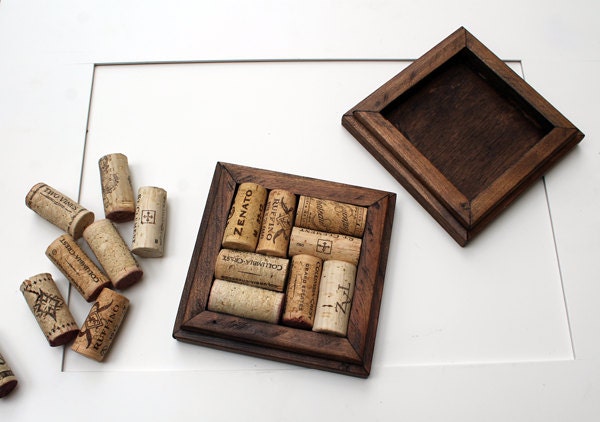 Crafts for Wine Corks - DIY Coasters - reclaimed, distressed wood - recycle your wine corks - brown