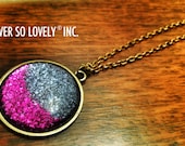 purple and pink mirrorball necklace- handmade blue violet purple sparkly metallic nickel free necklace