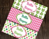 30 piece Waterproof and Dishwasher Safe Custom Name Labels - Froggy Girl