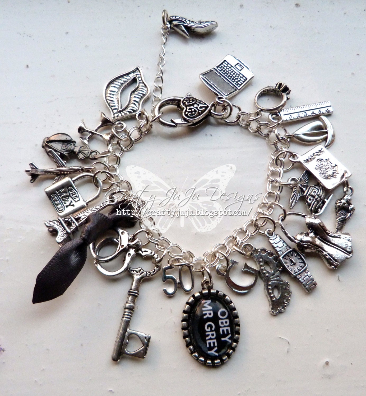 50 Shades Inspired Fully Loaded Charm Bracelet
