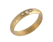 Diamonds Smooth Hammered Wedding Band in 14k Rose Gold