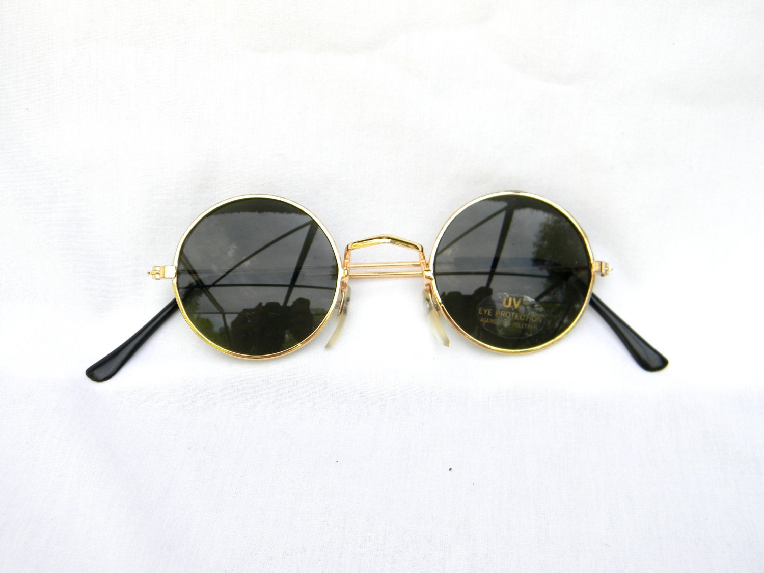Vintage 90s NOS Dead Stock UNISEX Circle Sunglasses w Gold Tone Frame - John Lennon/Seapunk/Grunge/Acid House/Rave Culture