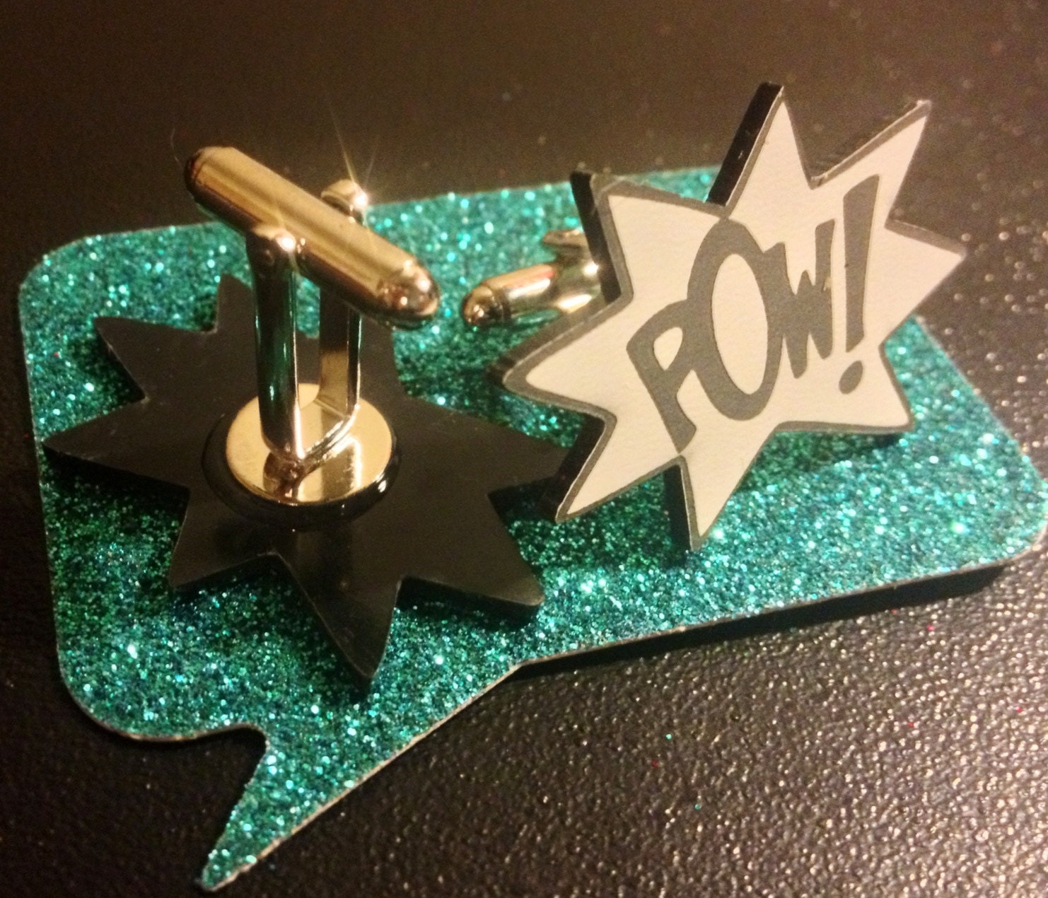 POW cuff links // laser-cut acrylic 
