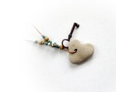 Natural drilled Heart Shaped beach stone pebble necklace - Beach Jewelry