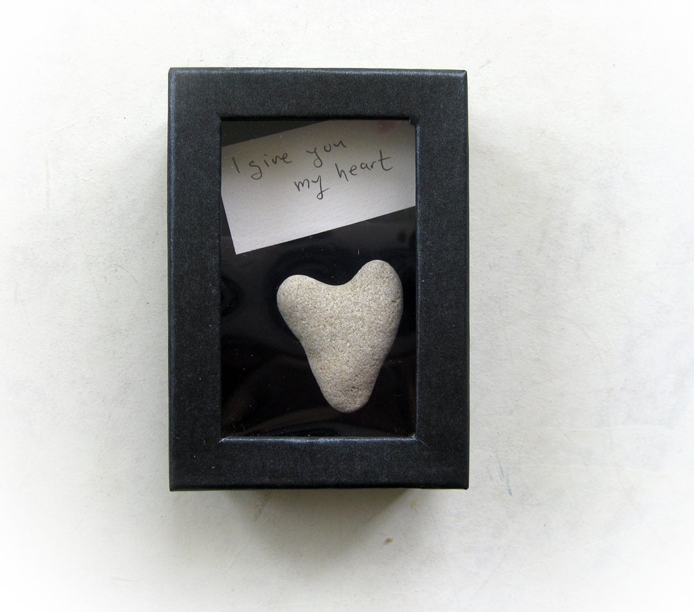 Unique I Love You Card, Birthday Card, Wedding Card, Thank you Card - a heart shaped rock in a box