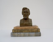Abe Lincoln Bank - Die Cast Metal Coin Bank with Key - American President Bust Figurine  - Library Office Decor