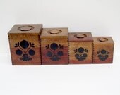 Canister Set - Wooden Boxes with Lid - Rustic Brown and Black Nesting Box - Mid Century Kitchen - Farmhouse Decor