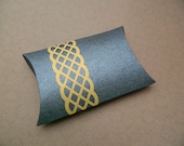 Gift Wrap Pillow Box - Package of 3 - Black, Gold, Golden, Dark, Lace, Copper, Brown, Grey, Smoke, Wedding Favor, Party Favor, Favor