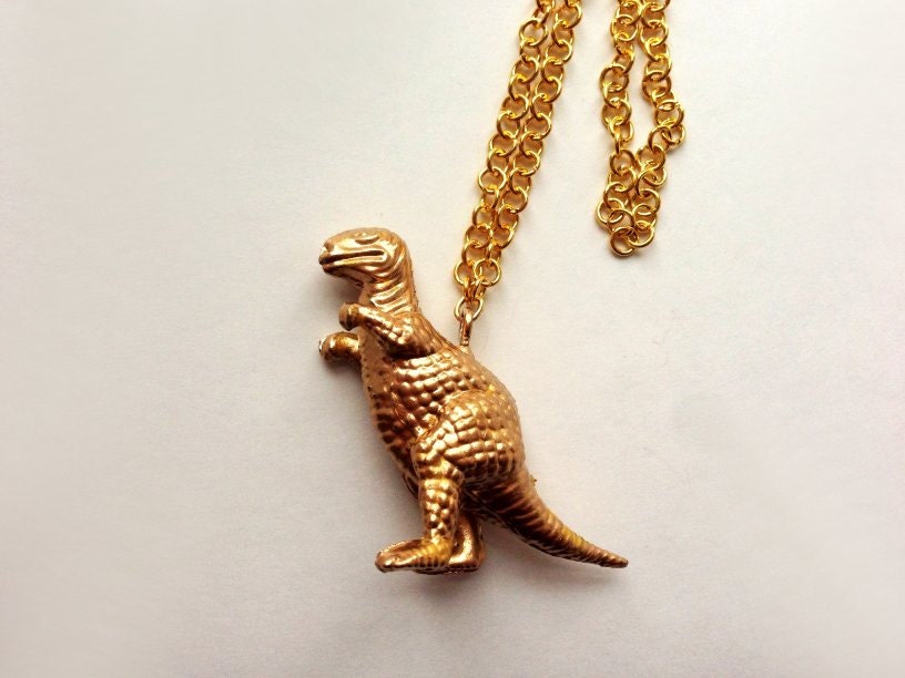 Tyrannosaurus Rex Faux Gold Dinosaur Chain Necklace
