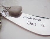 Gift for Dad hand stamped upcycled knife stamped awesome dad with heart