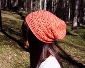 Coral Crochet Slouchy Beanie / Slouch / Tam