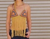 Pastel Crochet Granny Square Fringe Bikini / Festival Top in Candy Tones
