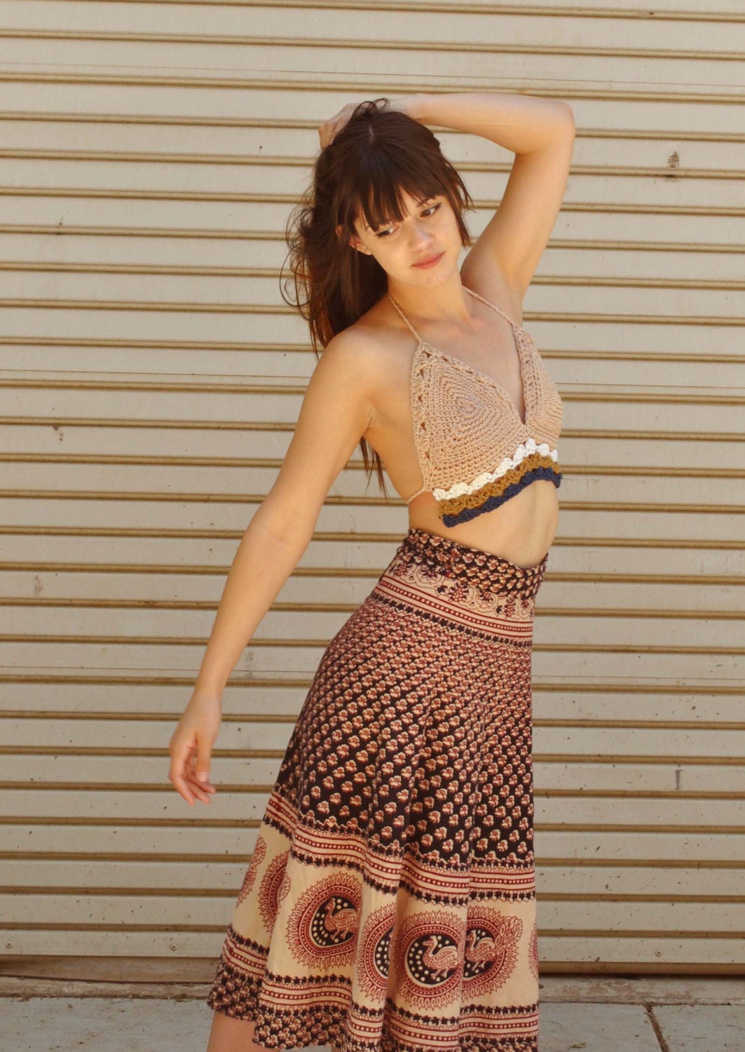 Earth Weaver Crochet Festival Top / Tribal / Bohemian / Native American Bikini in earth tones