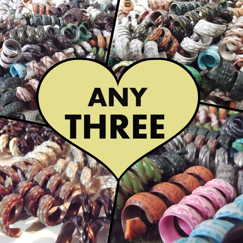 Three Dread Spirals - Dreadlock Bead Set - CHOOSE Your 3 Beads - 4mm 6mm 7mm 9mm 11mm