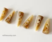 Set of 6 large faux horn buttons---honey and cream colored