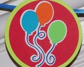 Balloons Happy Birthday Party Banner ... red blue orange green ... READY TO SHIP ... panels adjustable ... generic birthday Il_170x135