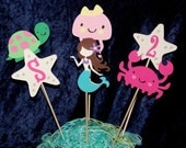 SIX Under the Sea Table Decorations ... MADE to ORDER ... Paper Pieced ... choose combination ... turtle starfish mermaid jellyfish Il_170x135
