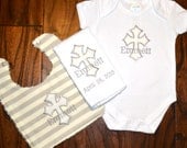 Cross Shirt Bib and Burp Cloth Baptism Gift Set