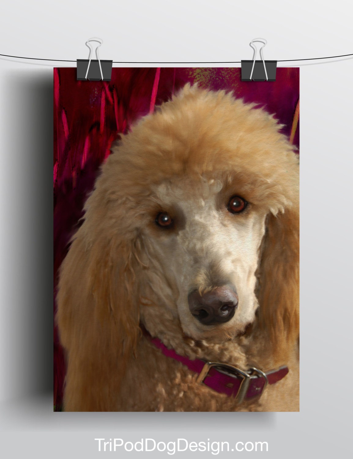 Tan Standard Poodle - 5x7 Giclee print on canvas