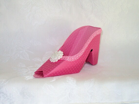 Pink Polka Dot High Heel Paper Shoe Favor Box Gift Box