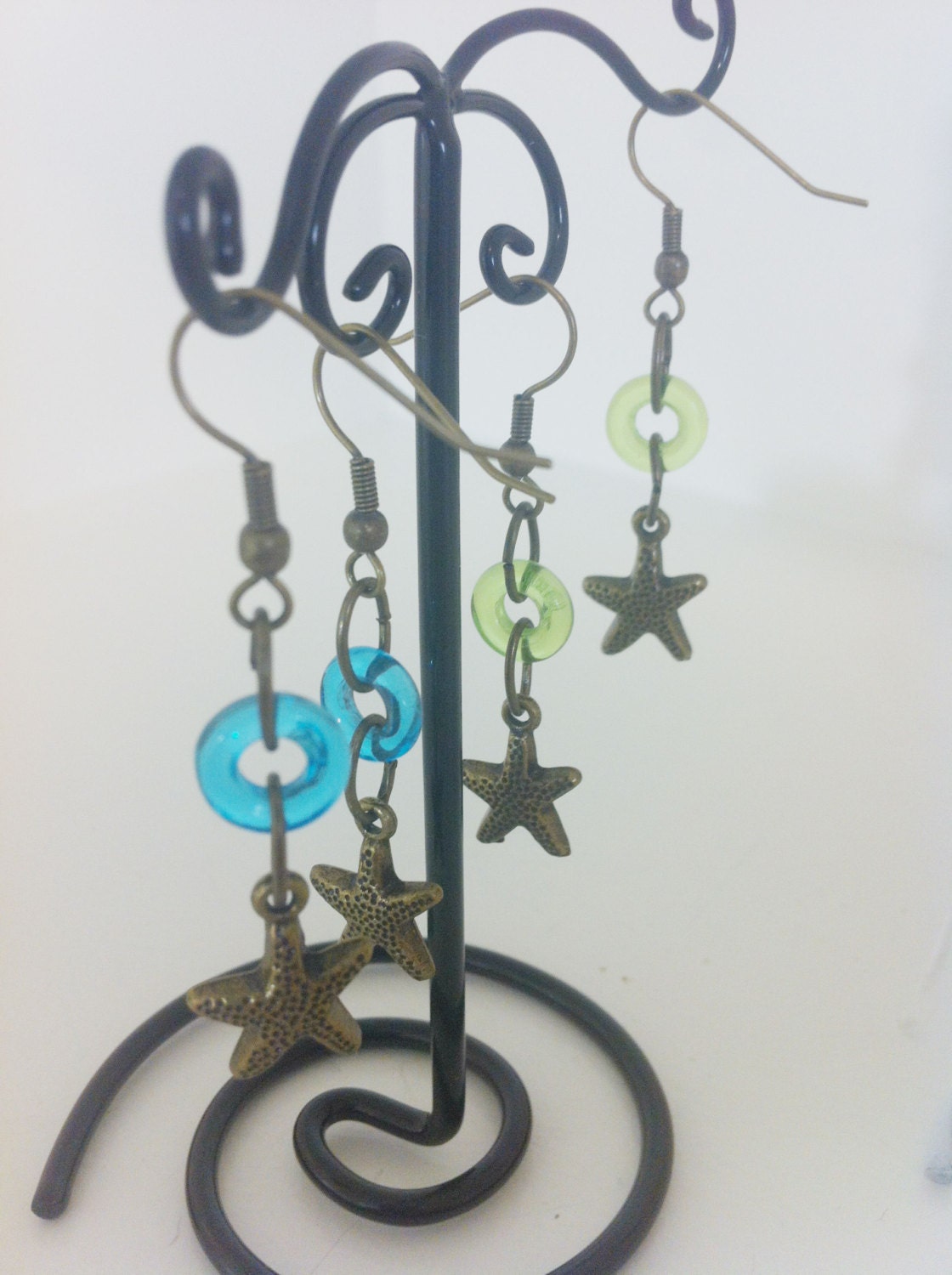 Green Starfish Earrings