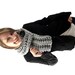 Light Gray Chunky Knit Cowl Scarf with Black Button