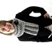 Light Gray Chunky Knit Cowl Scarf with Black Button