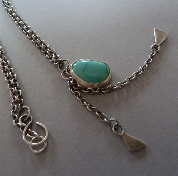 turquoise pendant natural blue stone fringe necklace