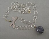 Gold Circle Chain Dragonfly Charm Pendant Necklace