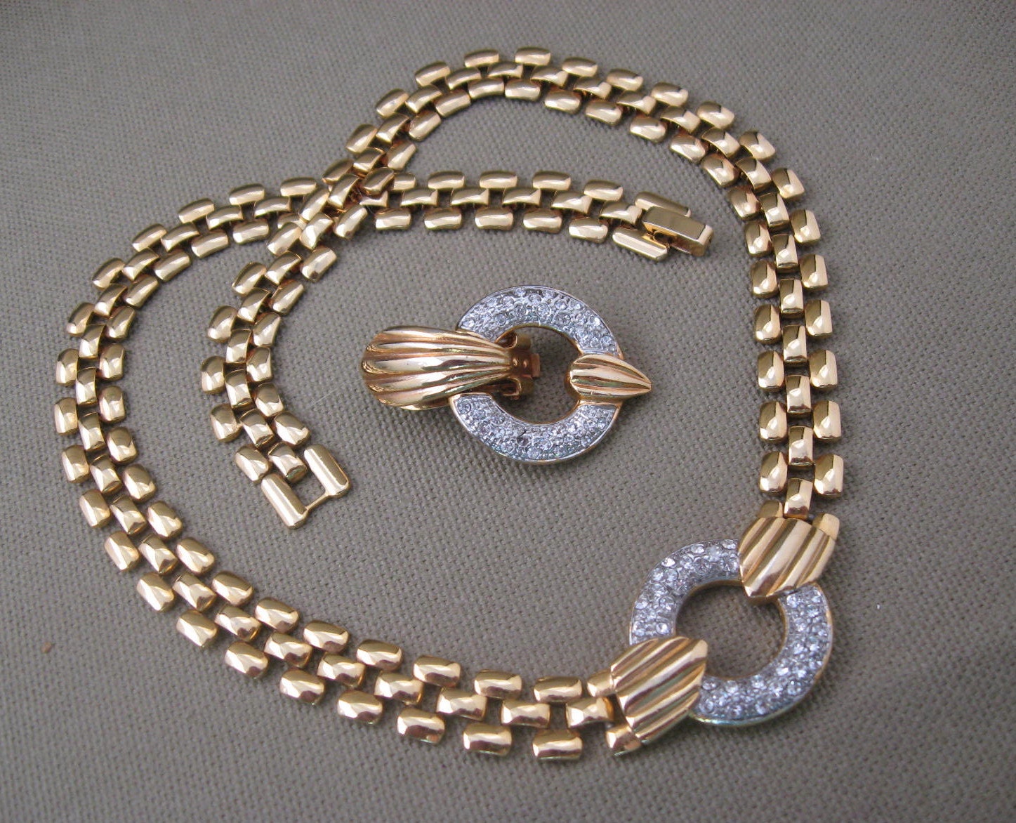 Mixed Metals Gold and Silver Necklace Earrings Jewelry Set