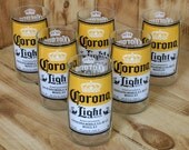 Corona Light Six Pack 8 ounce juice glasses made from beer bottles