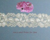5 Yards Cream Stretch Floral Lace Trim 1-1/2 inch wide Fabric Trim D26A