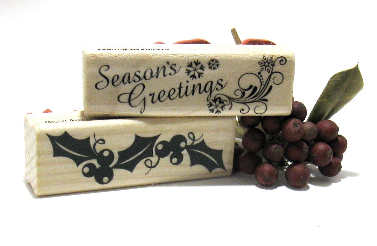 Seasons Greetings Stamps - Holly, Tree, Nutcracker