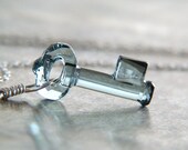 Crystal Key Necklace - Key To Open The Forest - Indian Sapphire Swarovski Crystal Pendant Necklace