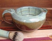 Big Daddy Shaving Scuttle Bowl in Green Iron Red Brown MADE TO ORDER