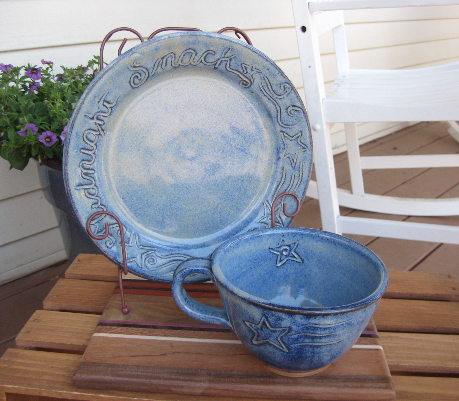 Celestial Midnight Snack Soup and a Sandwich Set in Cobalt Blue READY TO SHIP
