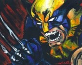 Wolverine X-Men Logan - Original Painting Reproduction PRINT - Black - Pop Art - Comic Illustration Style