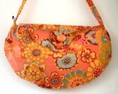 Shoulder saddle bag - Kaffe Fasset  "Asian Circles" Orange cotton - French Handmade
