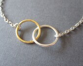 Gold & Silver Hammered Double Circle Eternity Bracelet