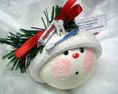 Dental Tooth Snowman Ornament Christmas Tree Bulb Hand Painted Glass Snowball Face Personalized