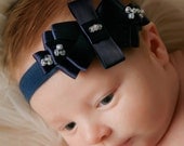 Satin Tiara Headband in Navy