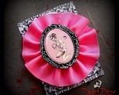 Pink Zombie Pin Up Girl Cameo Hair Clip Facinator Cameo