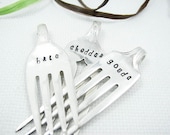 Repurposed Silverware - Recycled Vintage Silver Plated Forks, Cheese Markers, Set of 3, Entertaining Utensils