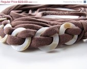 SPRING CLEARANCE Tan/Nude/Brown with Opal Toned Beads Cotton Jersey Scarf/Necklace