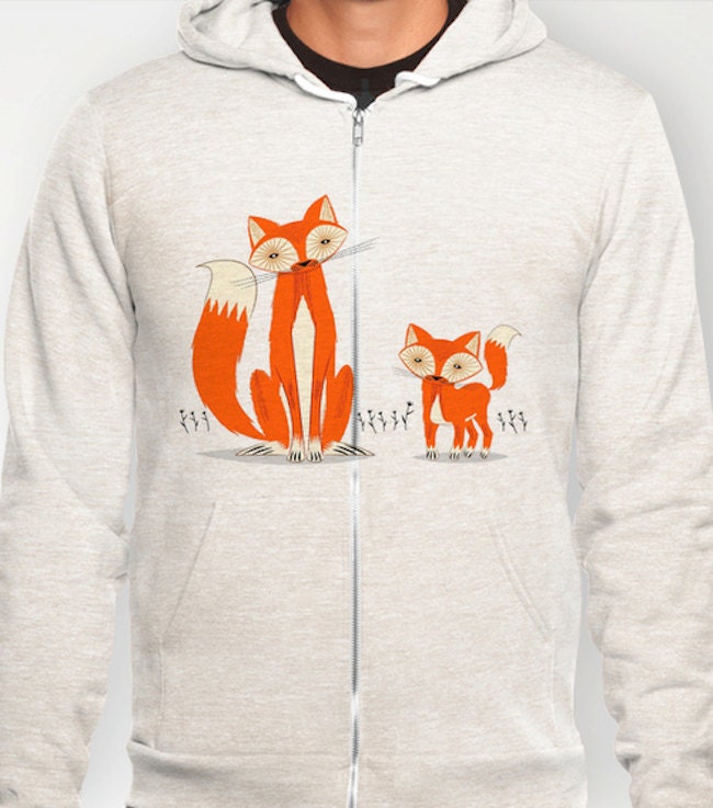 Two Fine Foxes - illustrated Hoodie / Hoody - Unisex Pullover / Zip - iOTA