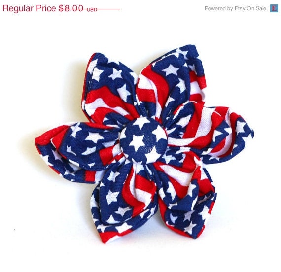 ON SALE Large Collar Flower - Stars and Stripes - Dog Collar Bow
