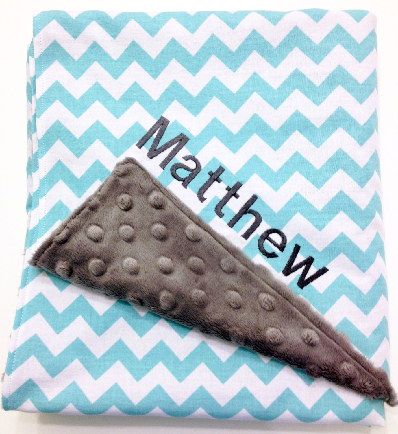 Monogrammed Baby Blanket - Blue Chevron Blanket - Blue and Gray - Personalized Baby Blanket - Etsykids Team - Etsy Baby