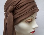 Slouch Hat Cocoa Summer w Hair Wrap Tencel Light Chemo Cap Scrub Cap Head Covering