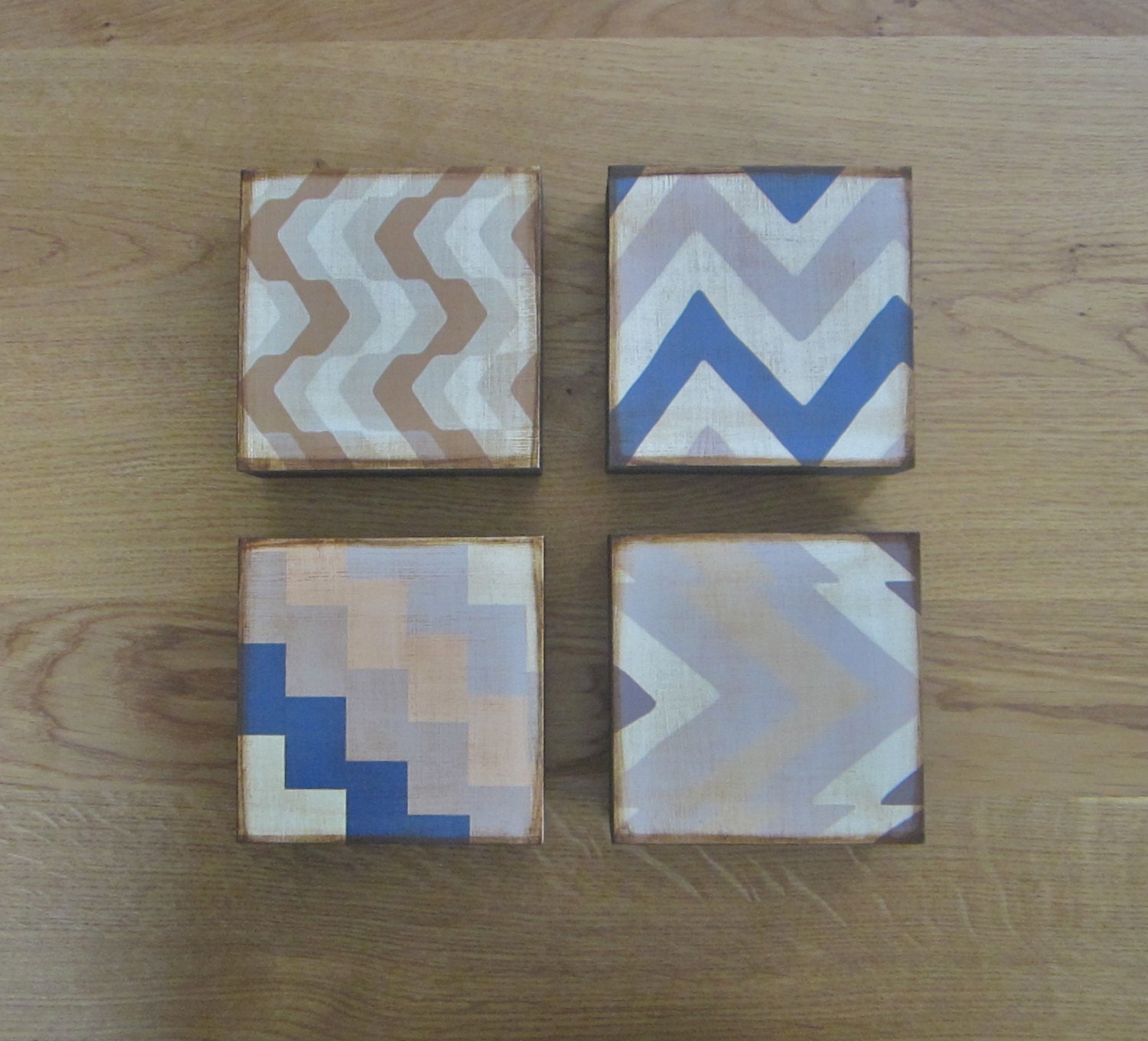 Geometric Home Decor l Art Block l Choose (4) FOUR Custom Designs 5x5 wood geometric nature animal colorful personalized redtilestudio