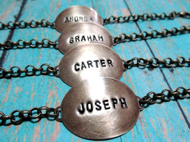 Boys Brass Name Bracelet - Hand Stamped, sm